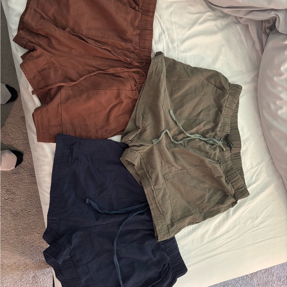 Women's Casual Shorts - Brown, Tan, and Blue 3 pairs